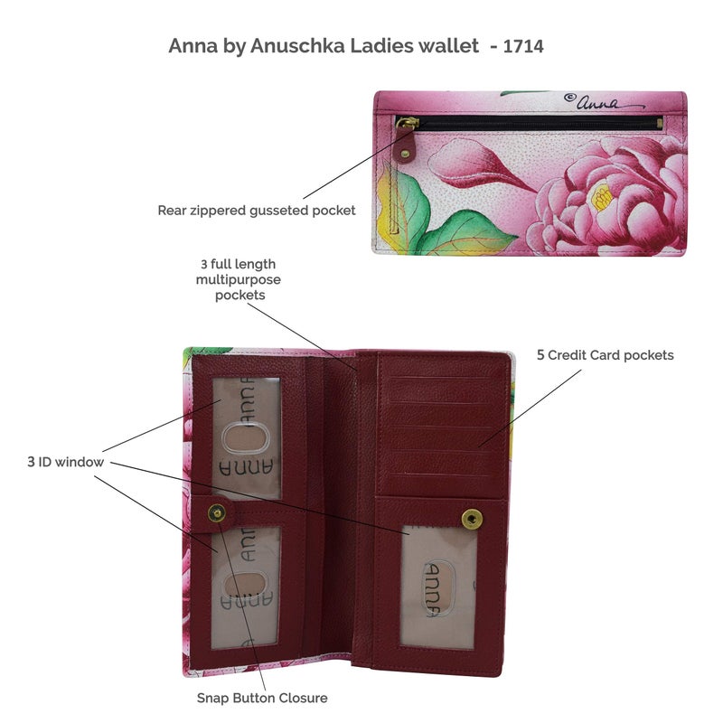 Anna by Anuschka Women's Genuine Leather Hand Painted Clutch Wallet - Tropical Bouquet Yellow - Image 4